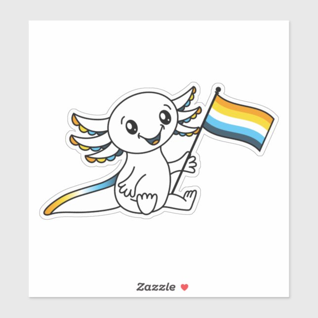 Cute Axolotl with AroAce Sunset Pride Flag LGBTQ+ (Sheet)