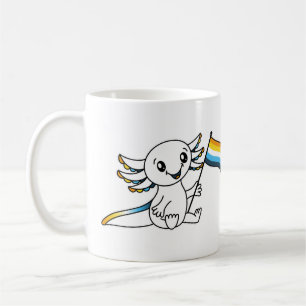 Cute Axolotl with AroAce Sunset Pride Flag LGBTQ+ Coffee Mug