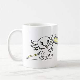 Cute Axolotl with Demigender Pride Flag LGBTQ+ Coffee Mug