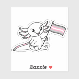 Cute Axolotl with Demigirl Pride Flag LGBTQ+