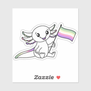 Cute Axolotl with Genderfae Pride Flag LGBTQ+