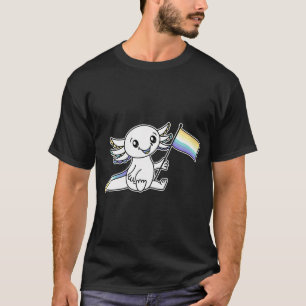 Cute Axolotl with Genderfaun Pride Flag LGBTQ+ T-Shirt