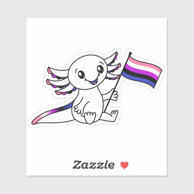 Cute Axolotl with Genderfluid Pride Flag LGBTQ+ (Sheet)