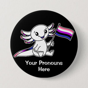 Cute Axolotl with Genderfluid Pride Flag LGBTQ+ 7.5 Cm Round Badge