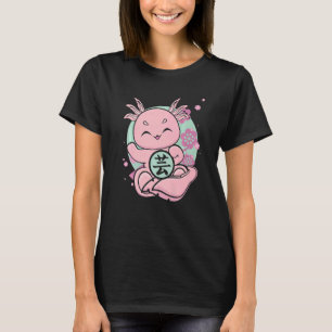 Cute Axolotl With Kanji And Japanese Aesthetic T-Shirt