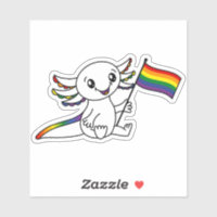 Cute Axolotl with Rainbow Pride Flag LGBTQ+