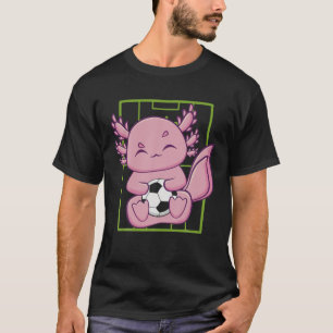 Cute Axolotl With Soccer Plays Football Team Sport T-Shirt