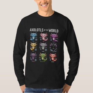 Cute Axolotls of the World Adorable Colourful Desi T-Shirt