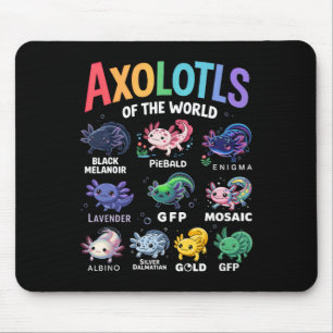 Cute Axolotls Of The World Kawaii Axolotl Cute Art Mouse Mat