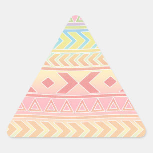 Cute Aztec Influenced Pattern in Pastel Colours Triangle Sticker