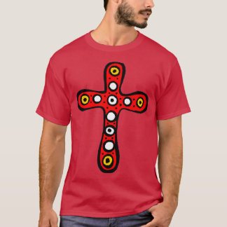 Cute Aztec Mayan Long CROSS  Large Red   T-Shirt