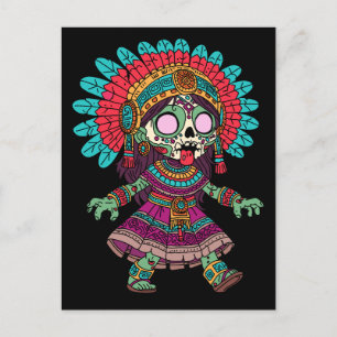 Cute Aztec Zombie Postcard