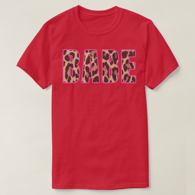 Cute Babe Leopard Print Bridal Bachelorette Party  T-Shirt (Design Front)