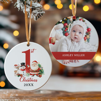 Cute Baby 1st Christmas Photo Ceramic Tree Decoration
