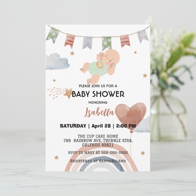 Cute baby African american kids baby shower Invitation (Standing Front)