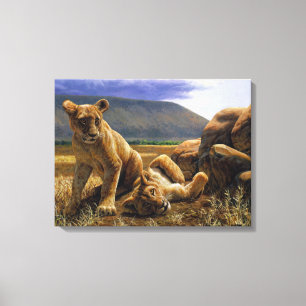 Cute Baby African Lion Cubs Canvas Print
