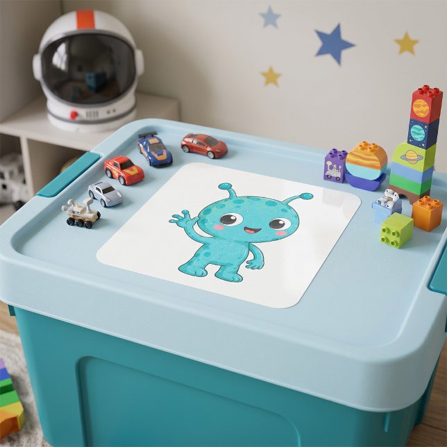 Cute Baby Alien Space Monster Square Sticker (Creator Uploaded)