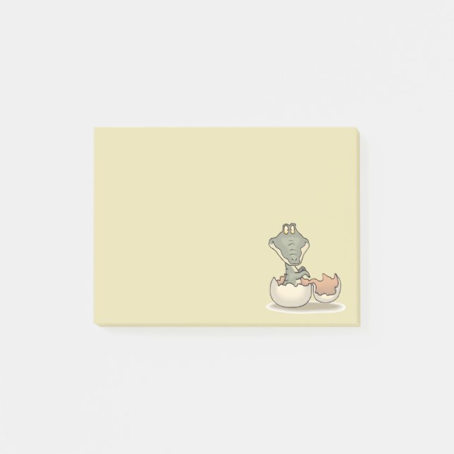 Cute Baby Alligator Cartoon Hatching from Eggshell Post-it Notes (Front)