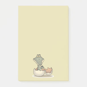 Cute Baby Alligator Cartoon Hatching from Eggshell Post-it Notes