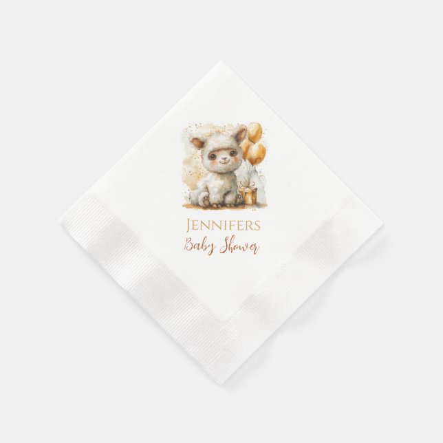 Cute Baby Alpaca Shower or Birthday Napkins (Corner)