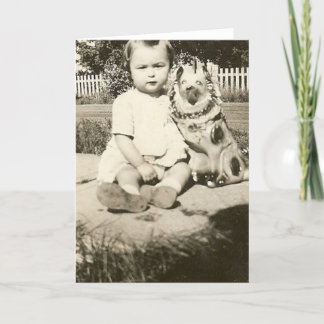cute baby and her dog greeting card