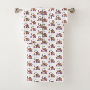 Cute Baby and Mum Elephant Bath Towels