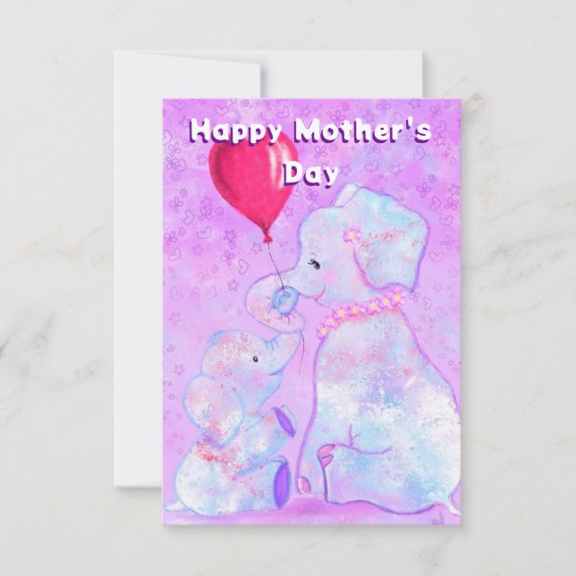 Cute Baby and Mum Elephant Mother's Day Card (Front)