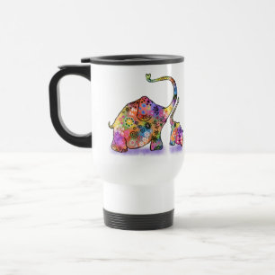 Cute Baby and Mum Elephant Travel Mug