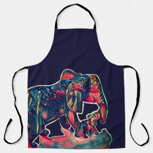 cute baby and mummy elephant  apron