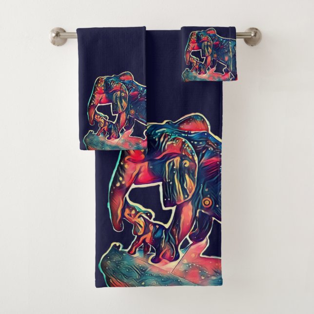 cute baby and mummy elephant  bath towel set (Insitu)