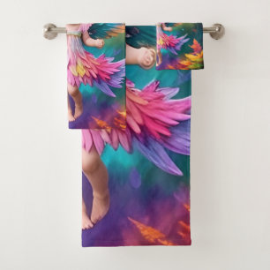 Cute Baby Angel Wings Art-38424 Bath Towel Set