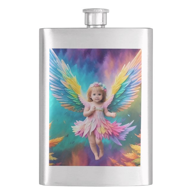 Cute Baby Angel Wings Art-38424 Hip Flask (Front)