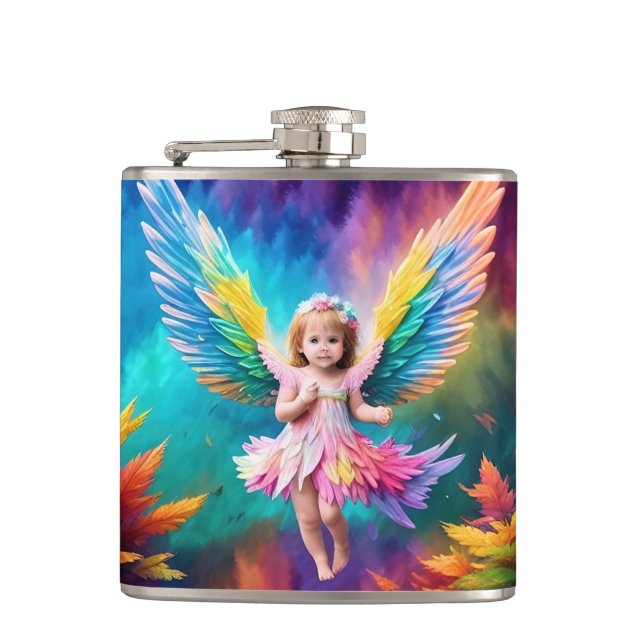 Cute Baby Angel Wings Art-38424 Hip Flask (Front)