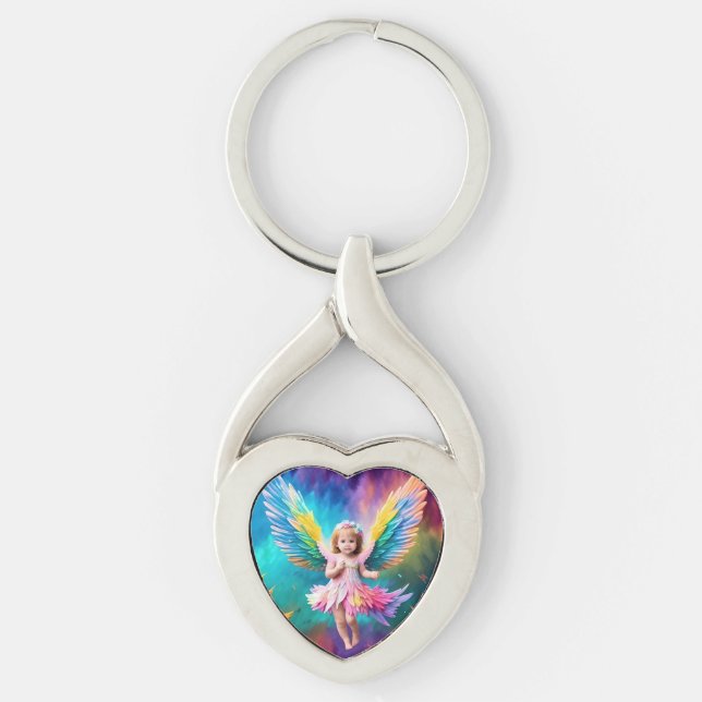 Cute Baby Angel Wings Art-38424 Key Ring (Front)
