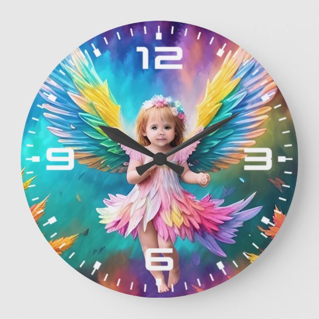 Cute Baby Angel Wings Art-38424 Large Clock (Front)
