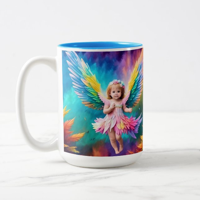 Cute Baby Angel Wings Art-38424 Two-Tone Coffee Mug (Left)