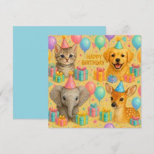 Cute baby animal birthday card. holiday card