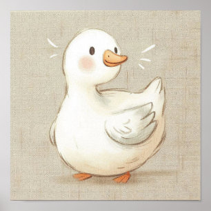 Cute Baby Animal Happy Duckling Nursery Wall Art
