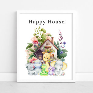 Cute Baby Animals And Their Happy House   Poster