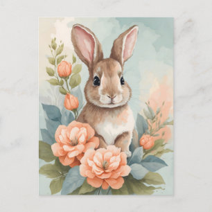 Cute Baby Animals   Baby Bunny Watercolor Postcard