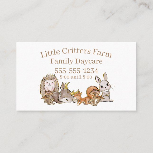 Cute Baby Animals Childcare Professional Business Card (Front)