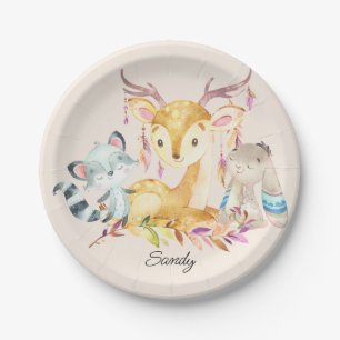 Cute Baby Animals Custom Name Gender Neutral     Paper Plate