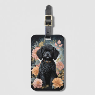 Cute Baby Animals   Cute Black Poodle Puppy Luggage Tag