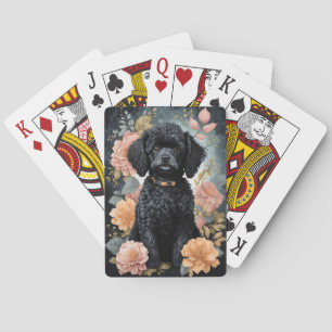Cute Baby Animals Cute Black Poodle Puppy Playing Cards
