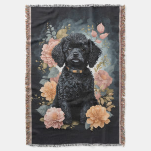 Cute Baby Animals   Cute Black Poodle Puppy Throw Blanket