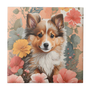 Cute Baby Animals Cute Shetland Sheepdog Puppy Tile