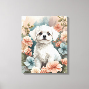 Cute Baby Animals Cute White Maltese Puppy Canvas Print