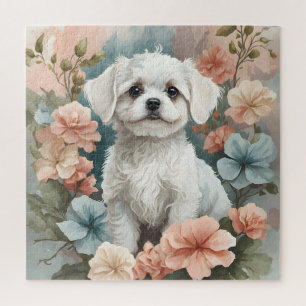 Cute Baby Animals   Cute White Maltese Puppy  Jigsaw Puzzle