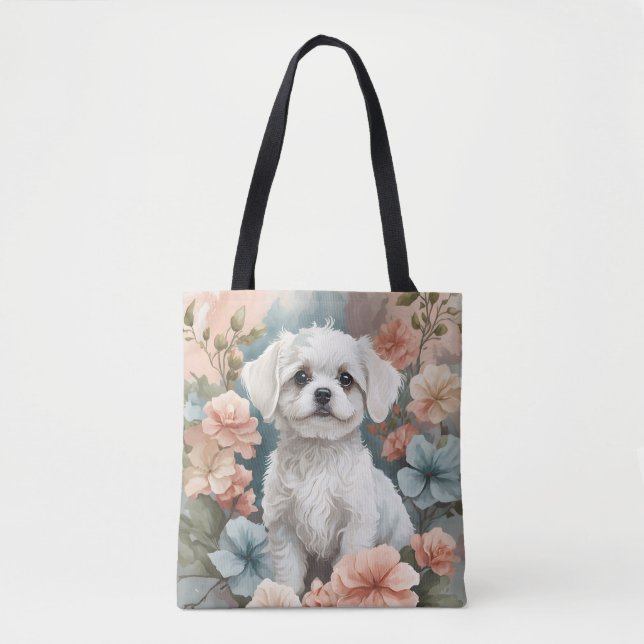 Cute Baby Animals | Cute White Maltese Puppy  Tote Bag (Front)