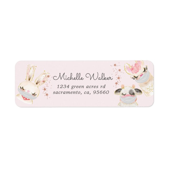 cute baby animals face masks cute return address (Front)